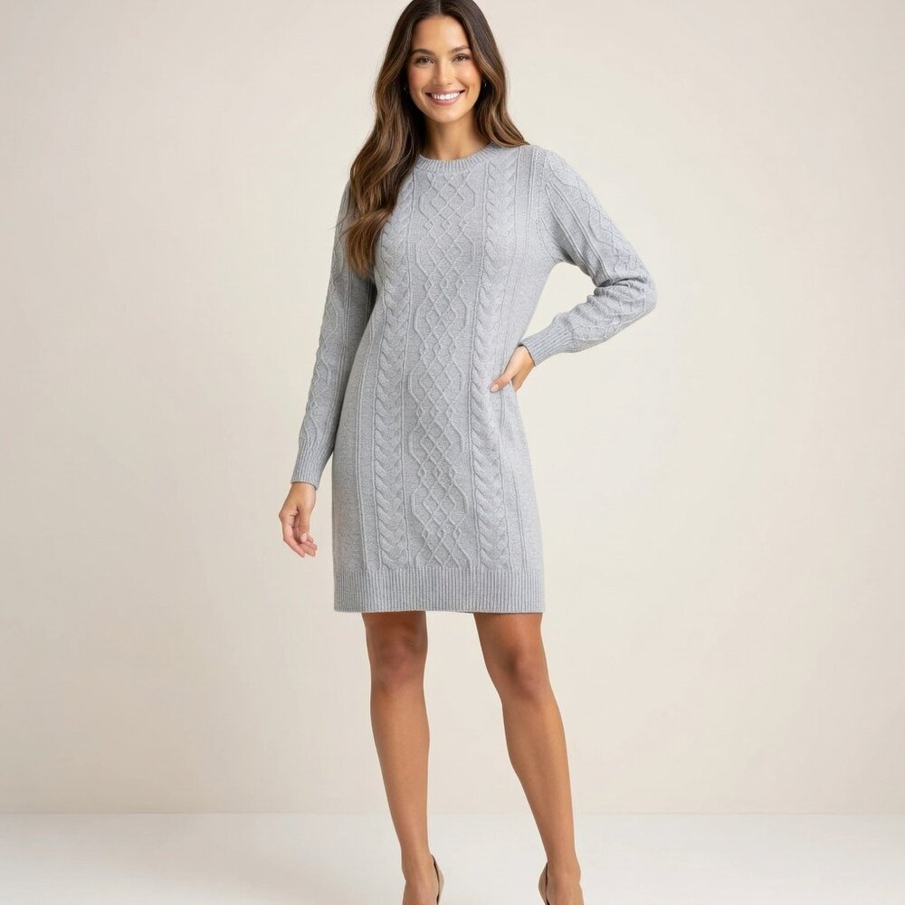 Loft Heather Gray sweater dress, petite large